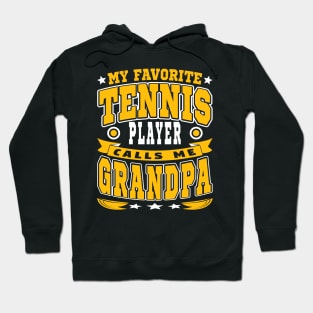 My Favorite Tennis Player Calls Me Grandpa Text White Yellow Hoodie